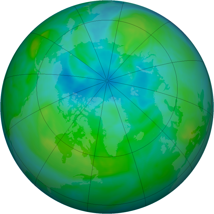 Arctic ozone map for 15 August 2005